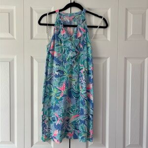 Lilly Pulitzer Ruffle Dress in Pastel Blue Pink Turquoise